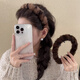 Mengkeduo big wave leopard print plush hair hoop high skull Korean lace tooth anti-slip hair pressure autumn and winter face wash headband broken hair arrangement plush leopard print head hoop light brown color