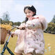 Disney girls down jacket smoke pink fashionable white duck down mid-length winter thickened medium-large children's winter clothing-Y7027 beige white 100