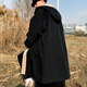 Lovren thickened cotton autumn and winter contrasting color hooded windbreaker men's medium-length large size loose casual knee-high parka coat black cotton 3XL (suitable for 175-210Jin Jin equals 0.5 kg)