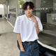 GQWWQX Handsome High-End-Schulter-Pad-T-Shirt für Männer im Sommerhaarstylisten Trendy kurzärmeliges Nischendesign Fünf-Punkte-Halbärmel CD1047 Black 2xl