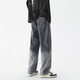 Foss Phil Jeans Summer Hole Loose Work American pantalones Trendy Brand High Street Retro de pierna ancha Men SS-5009 Black Grey XL (recomendado 130-150jin [Jin equivale a 0.5 kg])