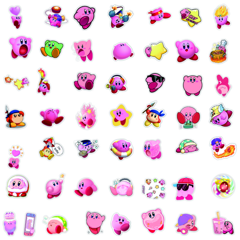 Cute Star Kirby Stickers Cartoon Mobile Phone Stickers Tablet Water Cup Handbook DIY Small Stickers Waterproof Stickers Randomly 20 sheets