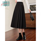 Halo Queen suit women's autumn and winter annual party dress thickened pleated skirt versatile slimming over-the-knee skirt A-line skirt H144B6003