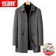 Hengyuanxiang high-end woolen woolen coat for men, medium-length, thickened dad's down liner, removable middle-aged and elderly coat, dark gray XL