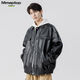 MMOPTOP American Lapel PU Leather Jacket Men's Spring and Autumn Flying Staff Jacket 6073 Agate Black 3XL