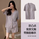 
Catman MIIOW summer women's pajamas short-sleeved shorts cardigan V-neck jacquard viscose cotton soft skin-friendly loose women's home clothing set 10YXF3527 XL