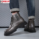 Mideelkun Martin Stiefel neue Männer mit mittlerer Mode-Top-High-Top-Lederschuhe Herrenschuhe Herbst und Winter Kurzstiefel Arbeiten Kleidung Schwarze Lederstiefel 3519 Grau 41