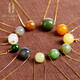 Ou Ceni 18k gold beeswax Hetian jade jasper passerby pendant clavicle chain white jade sugar jade cat's eye jasper smoke purple yellow mouth Hetian white jade A4012 comes with 925 silver chain