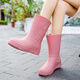 Rain boots for women adult 2024 new fashion style wear mid-tube boots non-slip water shoes rubber shoes overshoes rain boots women pink 37