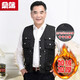 Sangpu Duo Pocket Middle-aged and Elderly Men's Velvet Thickened Leather Vest Winter Loose Cotton Vest Warm Waistcoat Jin Jin equals 0.5 kg Inside Velvet Thickened Black Leather 2XL 125 Jin Jin equals 0.5 kg -150 Jin Jin equals 0.5 kg