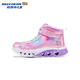 Skechers斯凯奇儿童秋冬保暖运动鞋舒适闪灯休闲棉靴302677L 677L粉红色/多彩色/PKMT 32