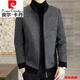 Pierre Cardin Spring and Autumn Wool Woolen Jacket Men's Stand Collar Thickened Spring and Autumn Warm Jacket Casual Cashmere Woolen Top Gray 832 Thickened Cotton Style M (95-115Jin Jin is equal to 0.5kg)