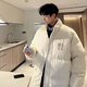 
OEMG American stand-alone cotton jacket for men and women winter trendy brand letters cotton jacket thickened bread jacket loose couple cotton jacket MY12605 black L [Suggested 110-125Jin [Jin equals 0.5 kg]]