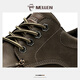 Minglang MELLEN men's new genuine leather casual shoes British style thick sole work shoes fashionable retro comfortable breathable soft sole big toe shoes khaki (real leather lining) 42