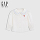 Gapu same style for both big and small children girls spring pure cotton logo doll collar lantern sleeve shirt children's wear 676011 milk white 120 cm (6-7 years old) Asian size