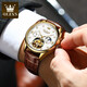 
OLEVS Swiss certified brand couple watch fully automatic mechanical watch luminous waterproof hollow high-end men's and women's watch price OLEVS-3601 room white + 6636 rose red