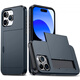 
Muhou right push storage card bag suitable for 15promax mobile phone case Apple 14plus with card box iPhone 13 portable hidden money ID 12 card case can be installed with key 11 Golden iPhone 14