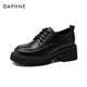 Daphne Single -Schuhe für Frauen 2024 Frühling Britisch -Stil -Ladung Dicke Sohle erhöhte Lederschuhe Vielseitige Frauenschuhe schwarz 36