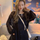 Long-sleeved sweater for women, thin ice silk top, hollow knitted sweater blouse, sweater, thin top, long-sleeved summer wear, new style for women, spring and autumn versatile air-conditioning shirt, apricot coat [80-135Jin[Jin equals 0.5kg]]