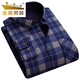 Gold Shield (Jindun) Herbst Herbstes warmes Hemd und Vliece verdickte Langarm-Cason Plaid-Hemd mittleren Alters und ältere Daddy-Kleidung Herrenbekleidungsgeschäft Hb677 (Stil) Velvet L geeignet für 100 Jin [Jin gleich 0,5 kg] -119 Jin [Jin Equals gleichen 0,5 kg]