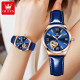 Swisss Swisss Swisss Swiss Watch Watch Женские механические часы Полностью автоматические водонепроницаемые светящиеся женские часы Hollow Diamond Set Watch Olevs-6636-голуба