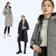 Jieao down jacket women's long windbreaker style cotton winter coat coat hooded ladies down jacket 7981308 6246# gray 170/L