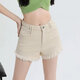 BLLDR trendy brand retro high-waist stretch denim shorts for women 2024 summer new design niche hot girl a-line pants off-white L