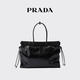 PRADA/Prada gift women's Prada Bonnie large cow leather handbag shoulder bag black