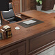TONGTA light luxury boss desk office desk solid wood new Chinese style high-end office desk and chair combination bookcase executive desk high-end boss office furniture 3.6 meters boss table (with side table)