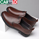 卡帝乐鳄鱼（CARTELO）皮鞋男2025春秋季新品真皮透气商务休闲鞋一脚蹬防滑中老年爸爸鞋 6626黑色单鞋 46