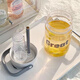 Jetshunxing Summer Water Cup for Women Ins Straw Cup para estudiantes con té de alto valor y separación de agua Copa de té para trabajadores de oficina para hombres Control de belleza Color polvo [con mango de separación de té] 689 ml de taza + calcomanía 3D
