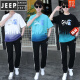 JEEP SPIRIT夏季青少年短袖t恤男孩少年衣服高中初中学生夏装帅气运动套装潮 白蓝色 套装TZ9226款 S【60-75斤】
