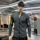 Tangjun American fitness clothes men's sports long-sleeved cycling jacket quick-drying slim stretch running training zipper cardigan gray 2XL size recommended 160-180 Jin Jin equals 0.5 kg
