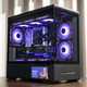 Patriot Star Canlan screen display version sea view room chassis column-free panoramic side transparent e-sports game 360 water-cooled desktop computer MATX main chassis Lan screen display black + Aurora Z13 fan 1 positive 5 reverse