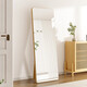 Color Tang Tempered Glass Solid Wood Mirror Full-body Mirror Household Floor-standing Mirror Explosion-proof Clothing Mirror Wall-mounted Fitting Mirror Log Wood Color 40*160 [Explosion-proof Glass]