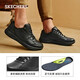 Skechers Men's Casual Leather Shoes Business Commuting Black Work Shoes Simple and Versatile Black Sports Shoes 210835 All Black/BBK 42