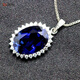 Princess Pei Meng Oval Tanzanite Sapphire Necklace Pendant Women's Silver Versatile Colorful Pendant Clavicle Color Main Stone 8X10mm No Chain
