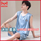 Catman (MiiOW) large size pajamas men's vest sleeveless summer cool ice silk modal teenager men's sports suit [ice silk sleeveless suit] Q9902 2XL men [140-160Jin [Jin equals 0.5 kg]]