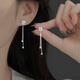Su Shiliu 925 silver four-leaf clover tassel earrings women's earrings long earrings jewelry birthday gift for girlfriend wife best friend full diamond four-leaf clover tassel earrings