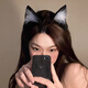 Man Sheng Cat Ears Headband Hairband Cute Plush Hair Accessories Dress Up Hairpin Valentine's Day Animal Ear Hairpin Lolita Headband Black and White Cat Girl Hairband