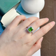 Duchen 3.0 carat peridot ring women's natural colored gemstone jewelry 925 silver inlaid jewelry No. 13