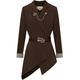 
Pink and blue wardrobe fashion asymmetric retro design sense suit for women autumn and winter exquisite jacket 535W829 tea brown S