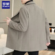 ROMON woolen coat men's suit collar double-sided thickened windbreaker autumn and winter mid-length men's plush woolen coat gray XL suitable for 130-150Jin Jin equals 0.5 kg