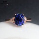 Fat Donglai's same style Tanzanite sapphire ring for women, oval stone, silver plated 18K gold, white gold (main stone 6X8mm) live mouth