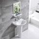 Pillar washbasin, pedestal basin, integrated floor-standing washbasin, small apartment bathroom, ceramic balcony basin, household F style pedestal basin + drain