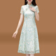 AEMAPE improved cheongsam dress 2025 new women's summer young temperament small lace dress light green M Recommended 100-110Jin [Jin equals 0.5 kg]