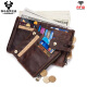 Hummer Paul's first layer cowhide men's genuine leather wallet short multi-card zipper driver's license card bag folding multi-function wallet brown (top layer cowhide)