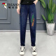 Specht-Jeans für Frauen mit Plüsch samt verdickter Winter neuer Stil Slim und modisch und vielseitiger Retro-Stil elastischer Hochtülen-Frühling und Herbst Harem Pants 1098# blau [hinzugefügt.