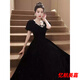 Dai Xiaoshi black evening dress high-end light luxury niche French Hepburn sense host female banquet art test coming of age ceremony black long/sleeved L
