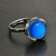 Xuanyong natural Mexican blue amber ring women's S925 silver ring inlaid with amber ring live adjustable gift for wife